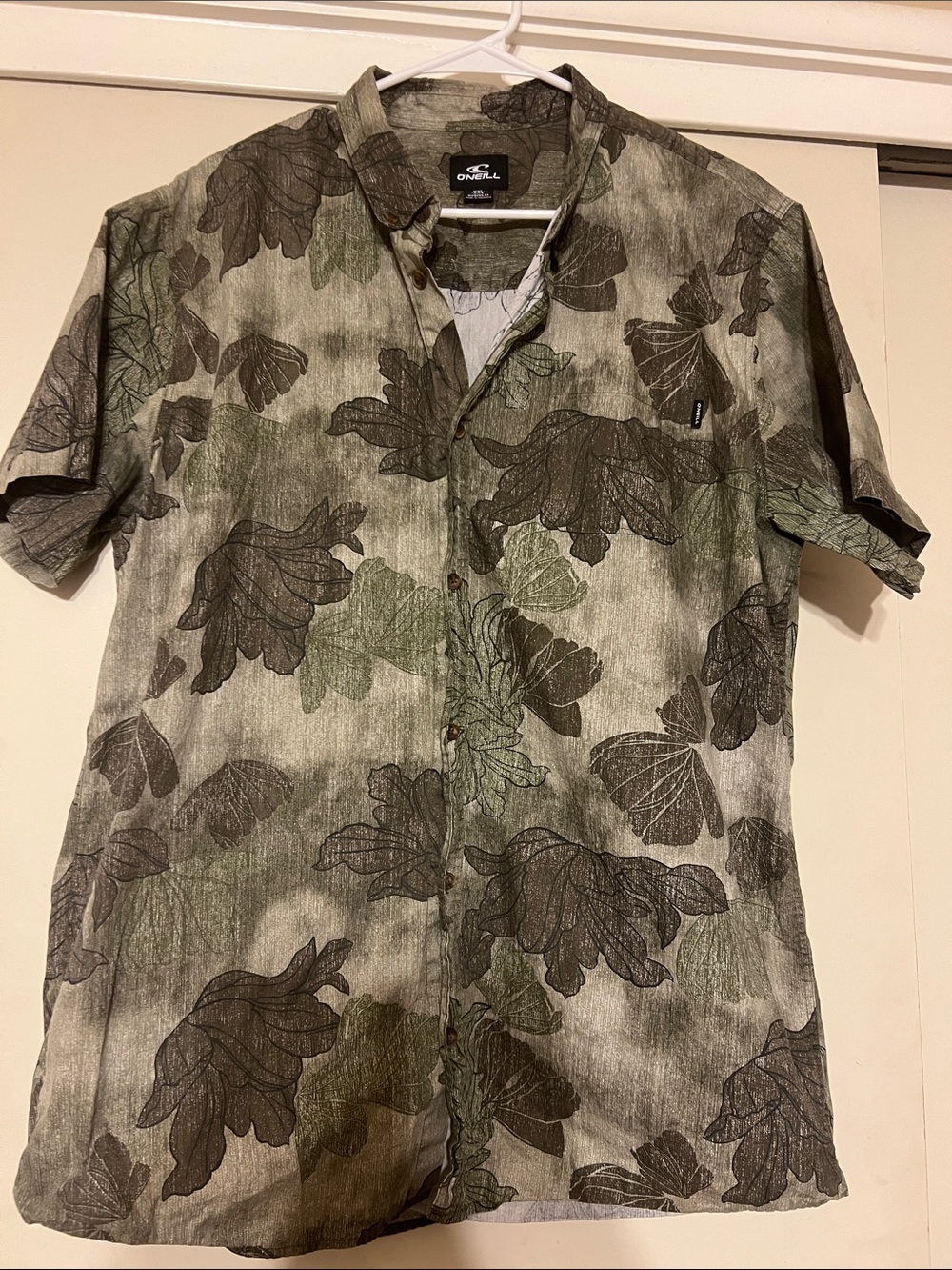 O'Neill Olive and Brown Floral Button-Down Shirt
